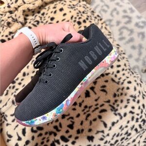 NOBULL Black Floral Trainers Size 8.5 Women’s